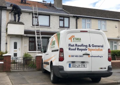 oshea roofing car before the client house