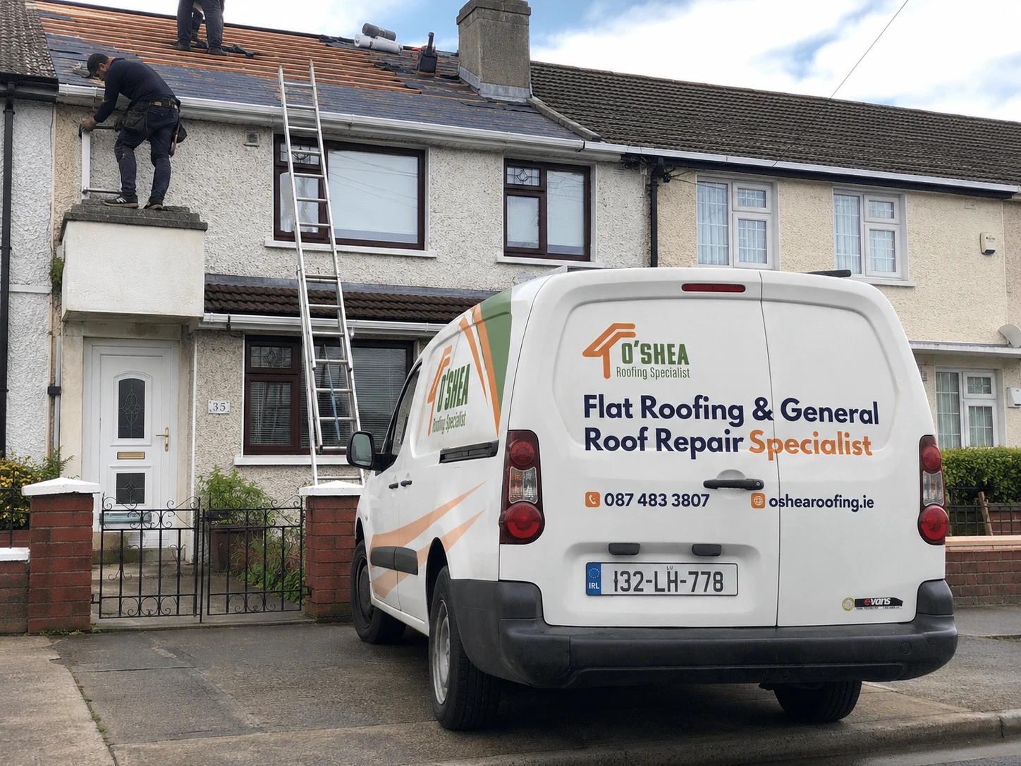 oshea roofing car before the client house